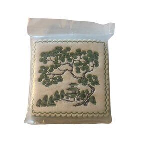 Vintage 12 Brownies Blockprints Drip Proof Coasters Asian Scallop Estate NEW NOS